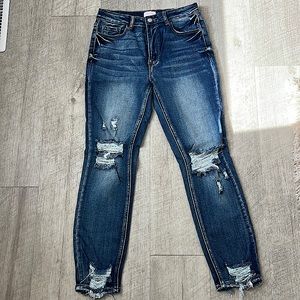 Size 9* Pink Lily boutique ripped high rise jeans LIKE NEW